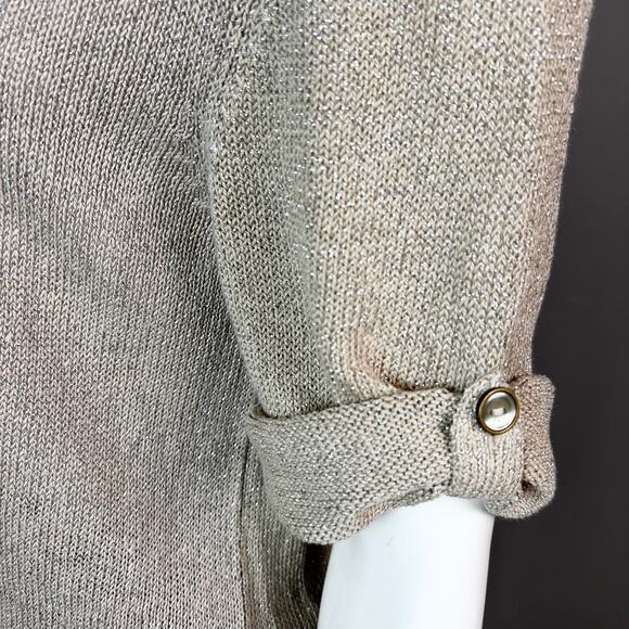 Massimo Dutti sweater Large lightweight linen belted v-neck blouson minimalist - Picture 10 of 14